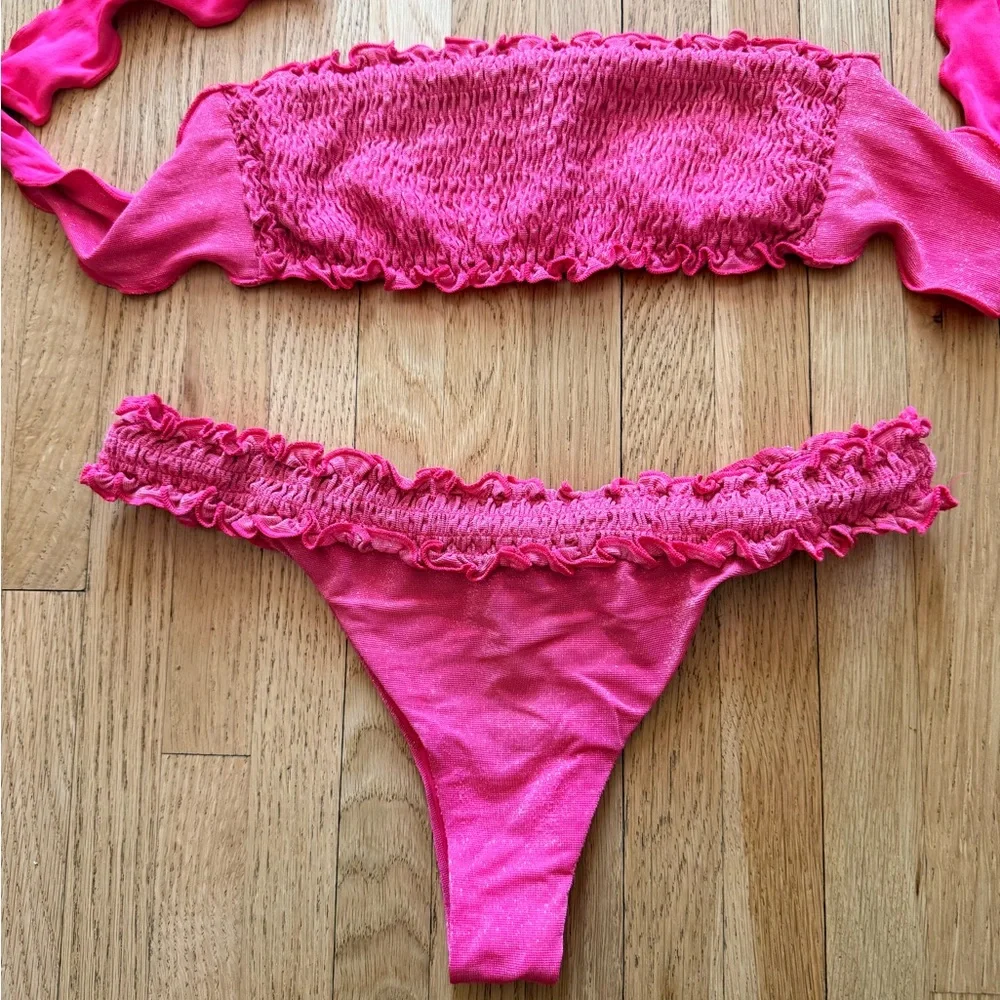 Pink Ruffled Bikini Set - Picture 2 of 3